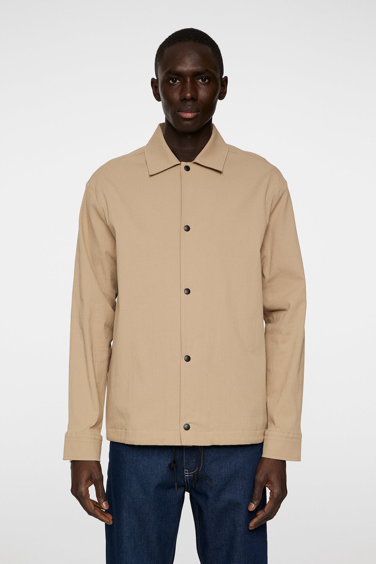 Celian Seersucker Overshirt in Batique Khaki by J.Lindeberg