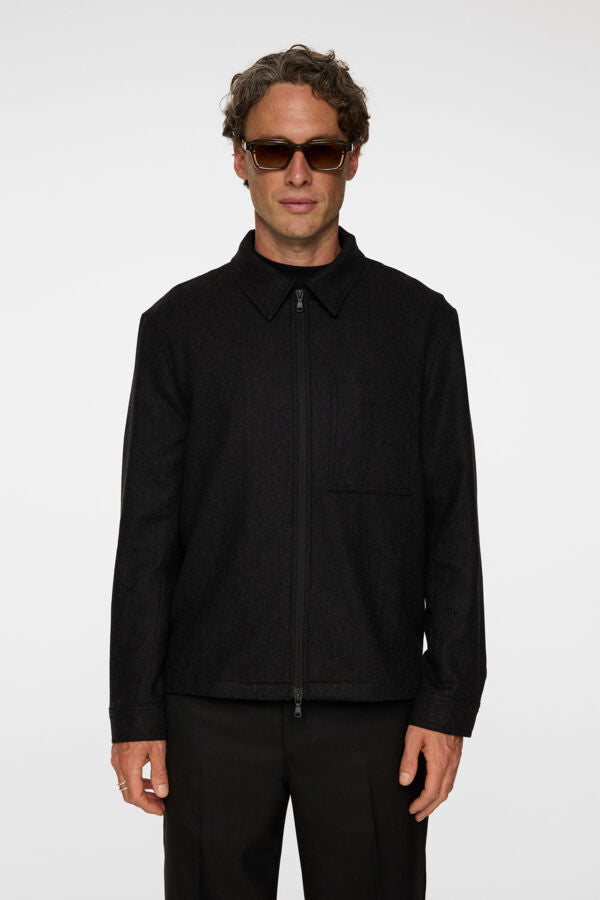 Julius Cash Flannel Overshirt / Dark Grey Melange