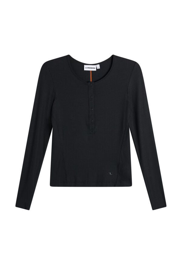 Sanna Rib Henley LS / Black