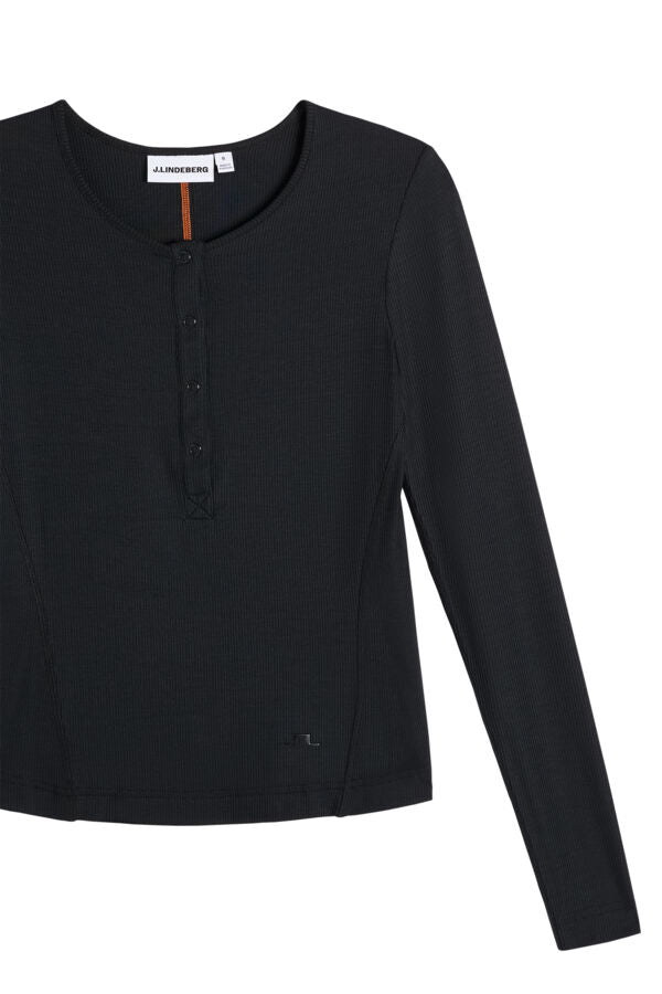 Sanna Rib Henley LS / Black