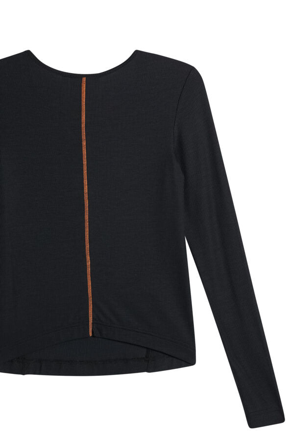 Sanna Rib Henley LS / Black | J.Lindeberg Official