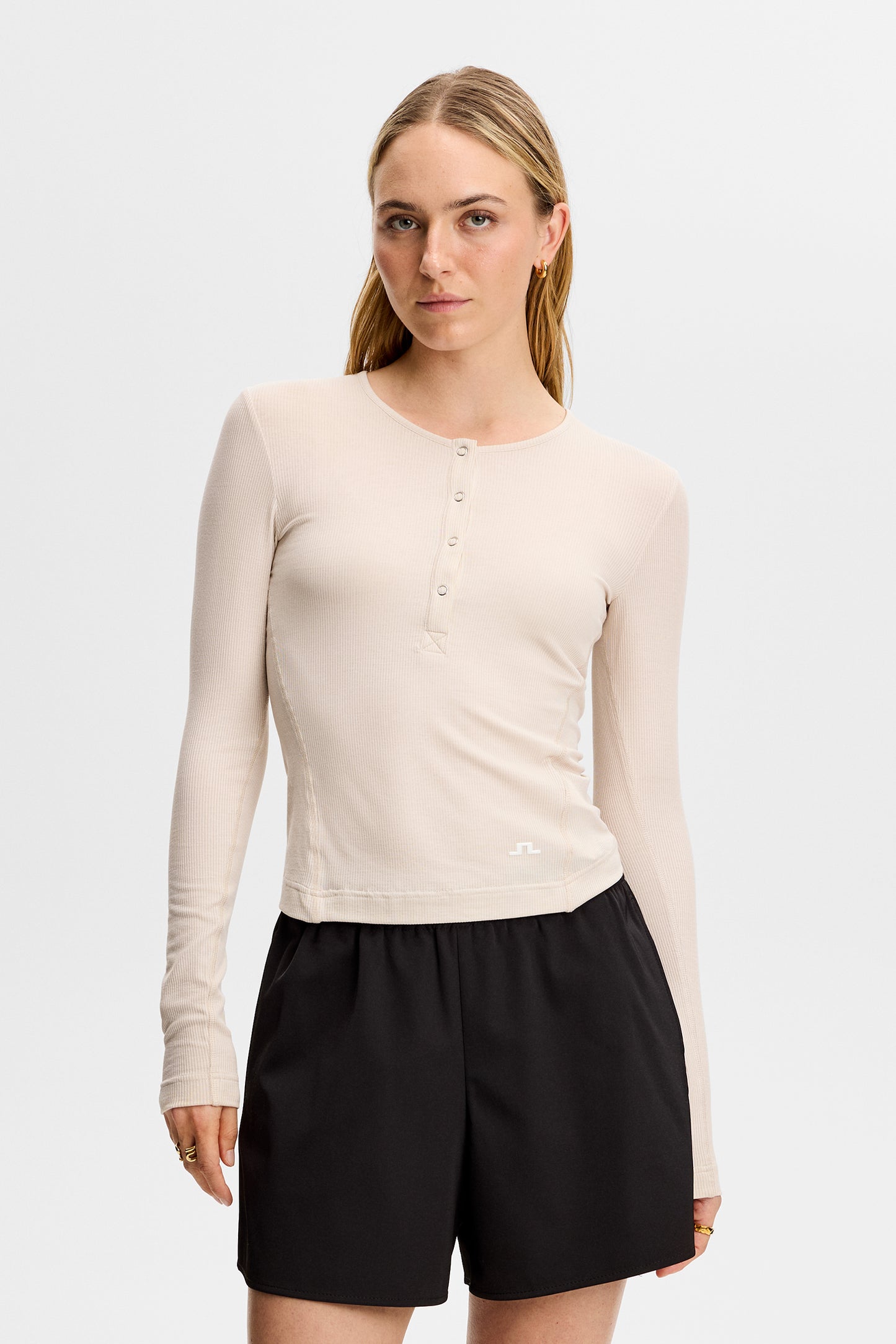 Sanna Rib Henley LS in Moonbeam by J.Lindeberg