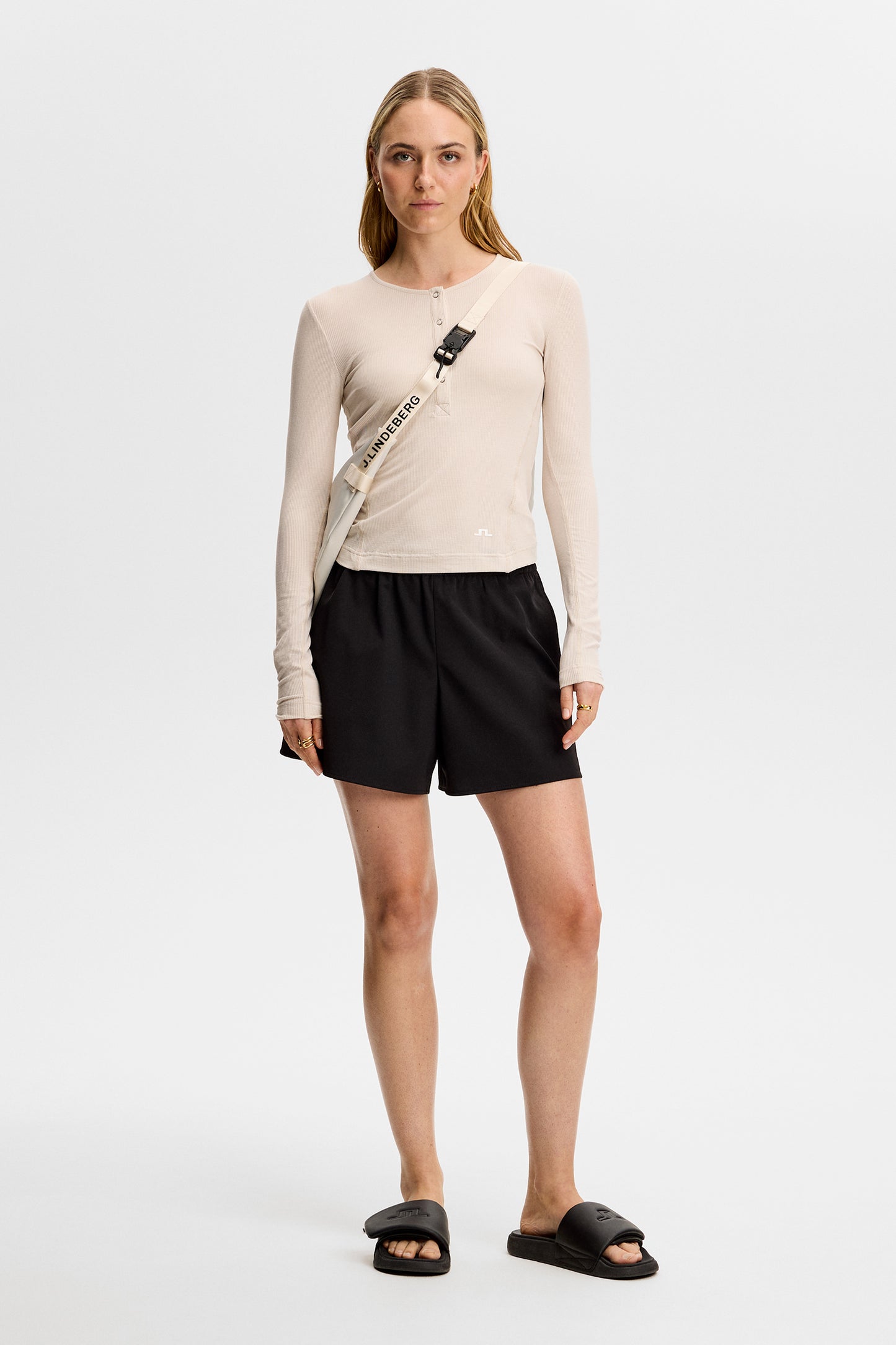 Sanna Rib Henley LS in Moonbeam by J.Lindeberg