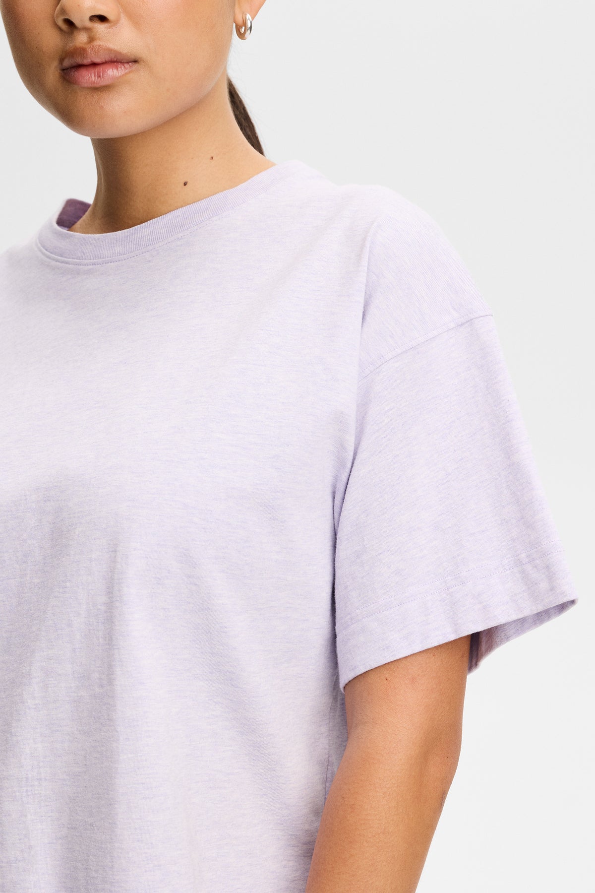 Lilja Boxy T-shirt in Purple Heather Melange by J.Lindeberg
