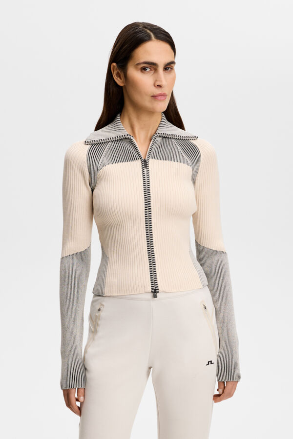 Terri Contrast Rib Zip Sweater / Moonbeam – J.LINDEBERG US