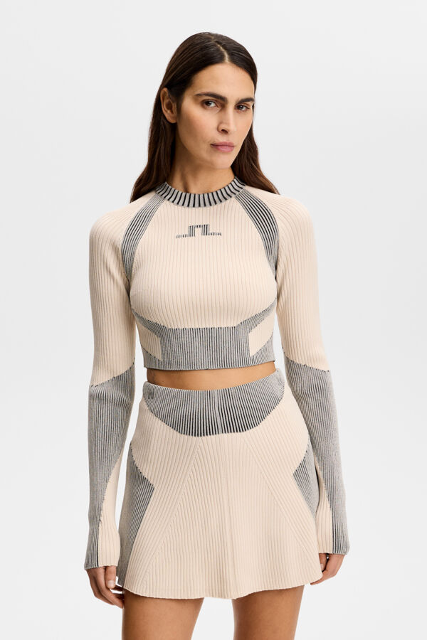 Torie Contrast Rib Knit Top / Moonbeam