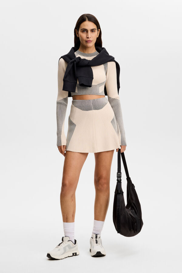 Torie Contrast Rib Knit Top / Moonbeam