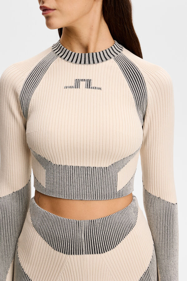 Torie Contrast Rib Knit Top / Moonbeam