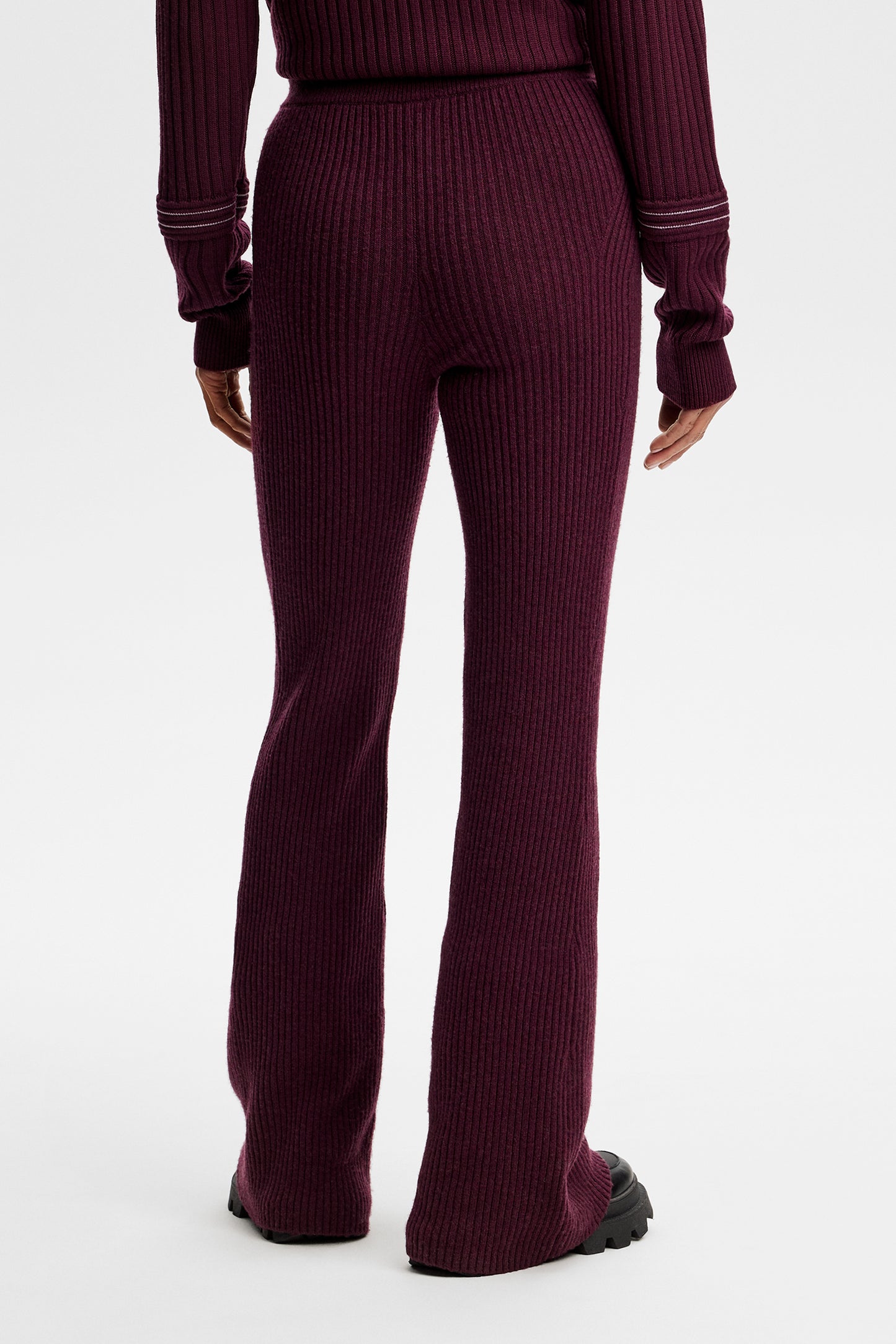 Veda Rib Knit Pants in Winetasting by J.Lindeberg