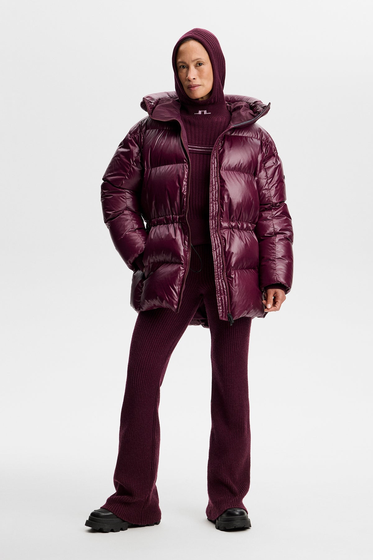 Veda Rib Knit Pants in Winetasting by J.Lindeberg