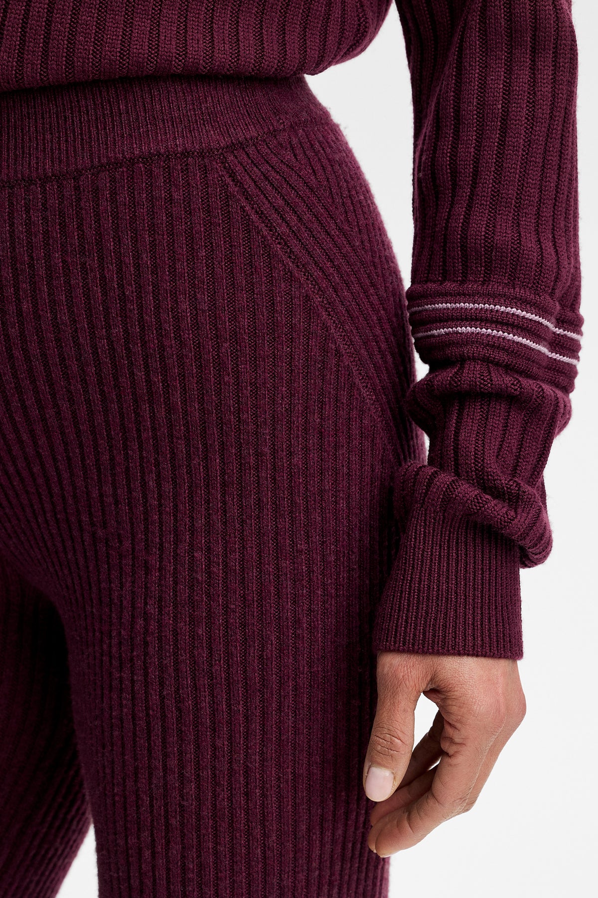 Veda Rib Knit Pants in Winetasting by J.Lindeberg