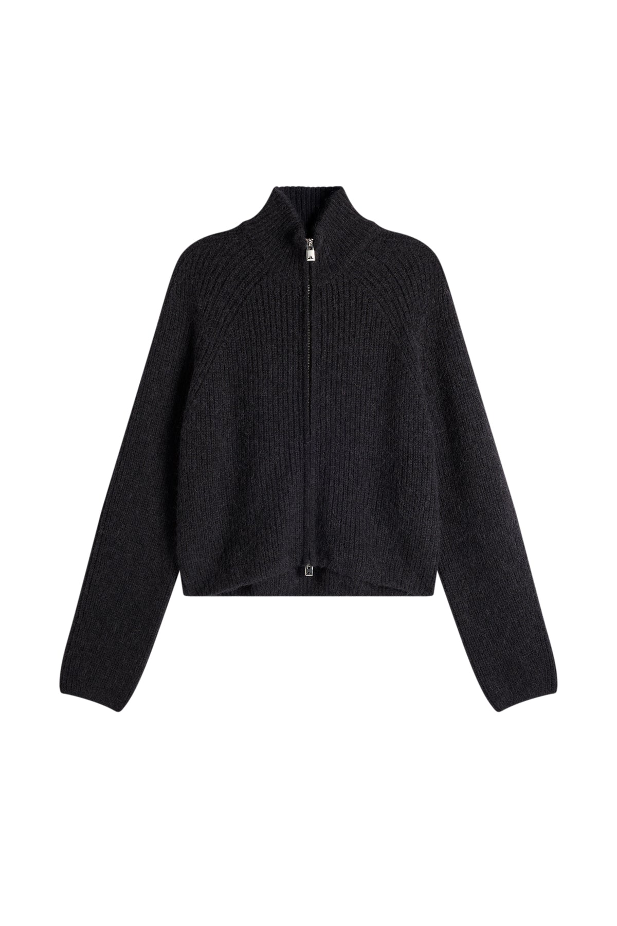 Whitney Rib Knit Full Zip in Black by J.Lindeberg
