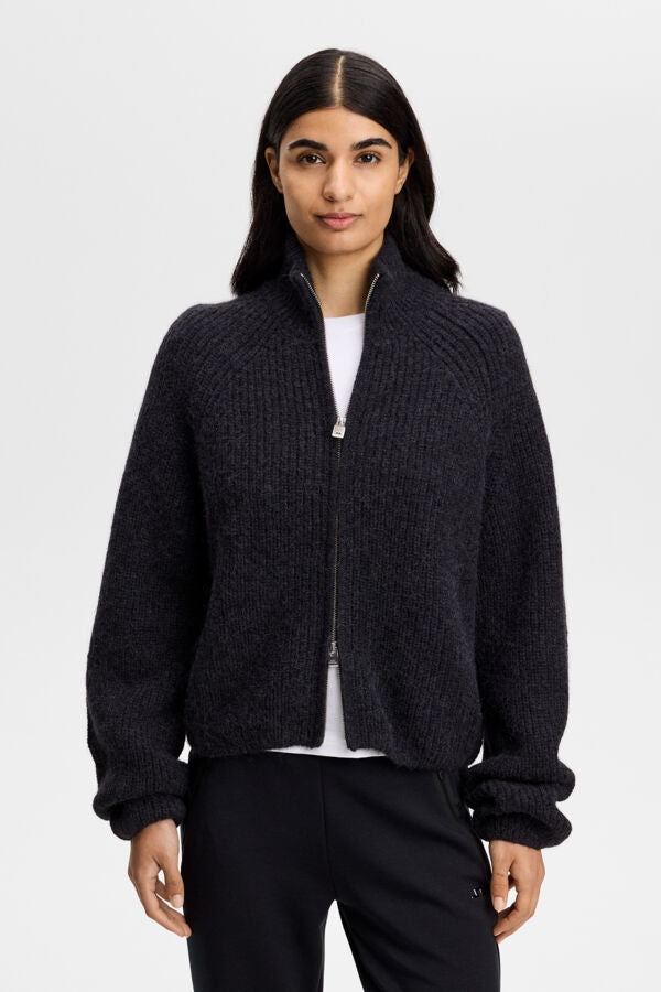 Whitney Rib Knit Full Zip / Black