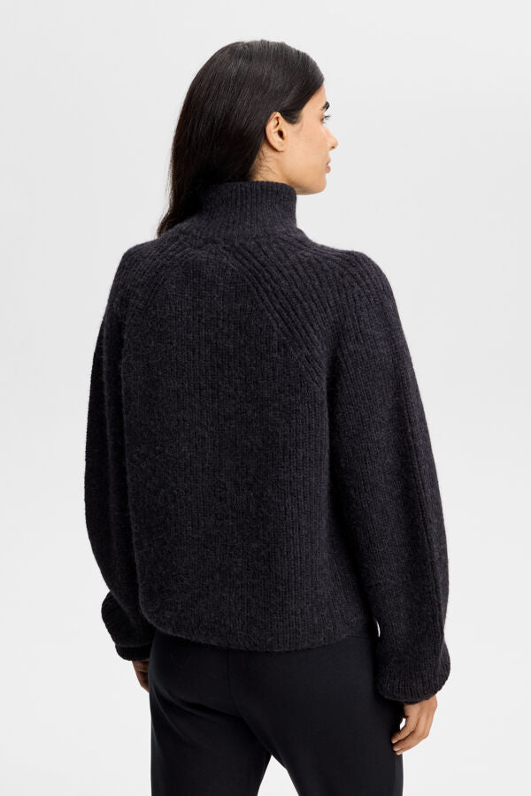Whitney Rib Knit Full Zip / Black