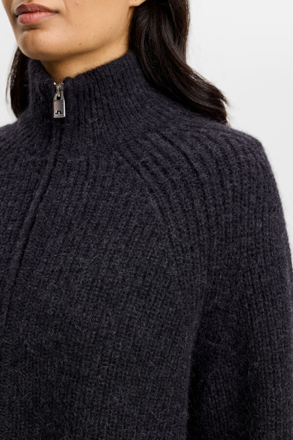 Whitney Rib Knit Full Zip / Black