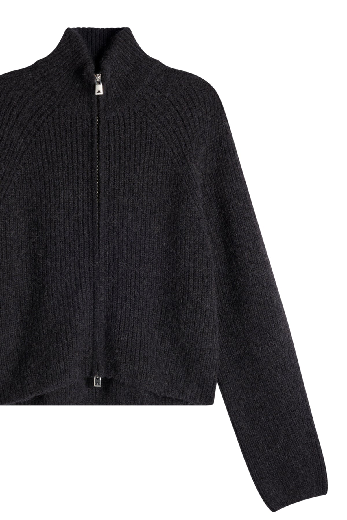 Whitney Rib Knit Full Zip in Black by J.Lindeberg