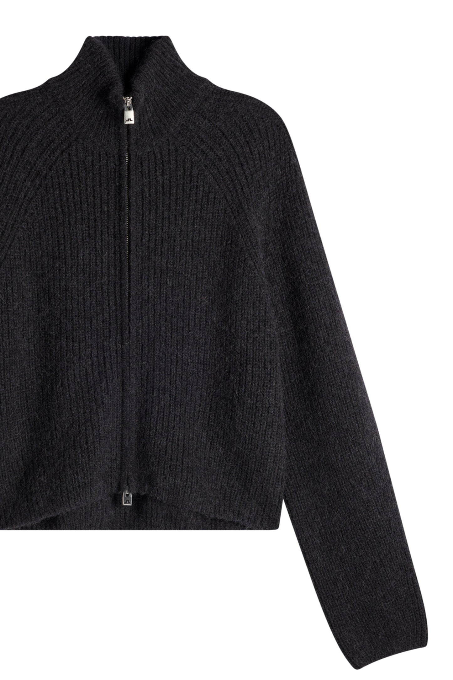 Whitney Rib Knit Full Zip in Black by J.Lindeberg