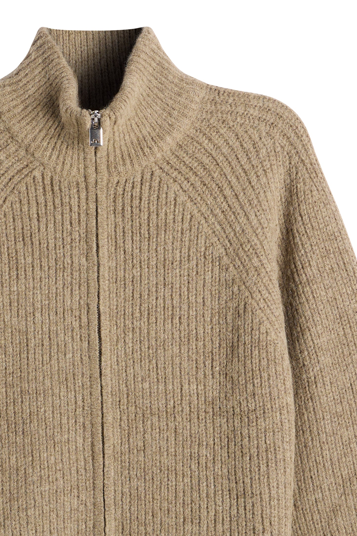 Whitney Rib Knit Full Zip in Brindle by J.Lindeberg