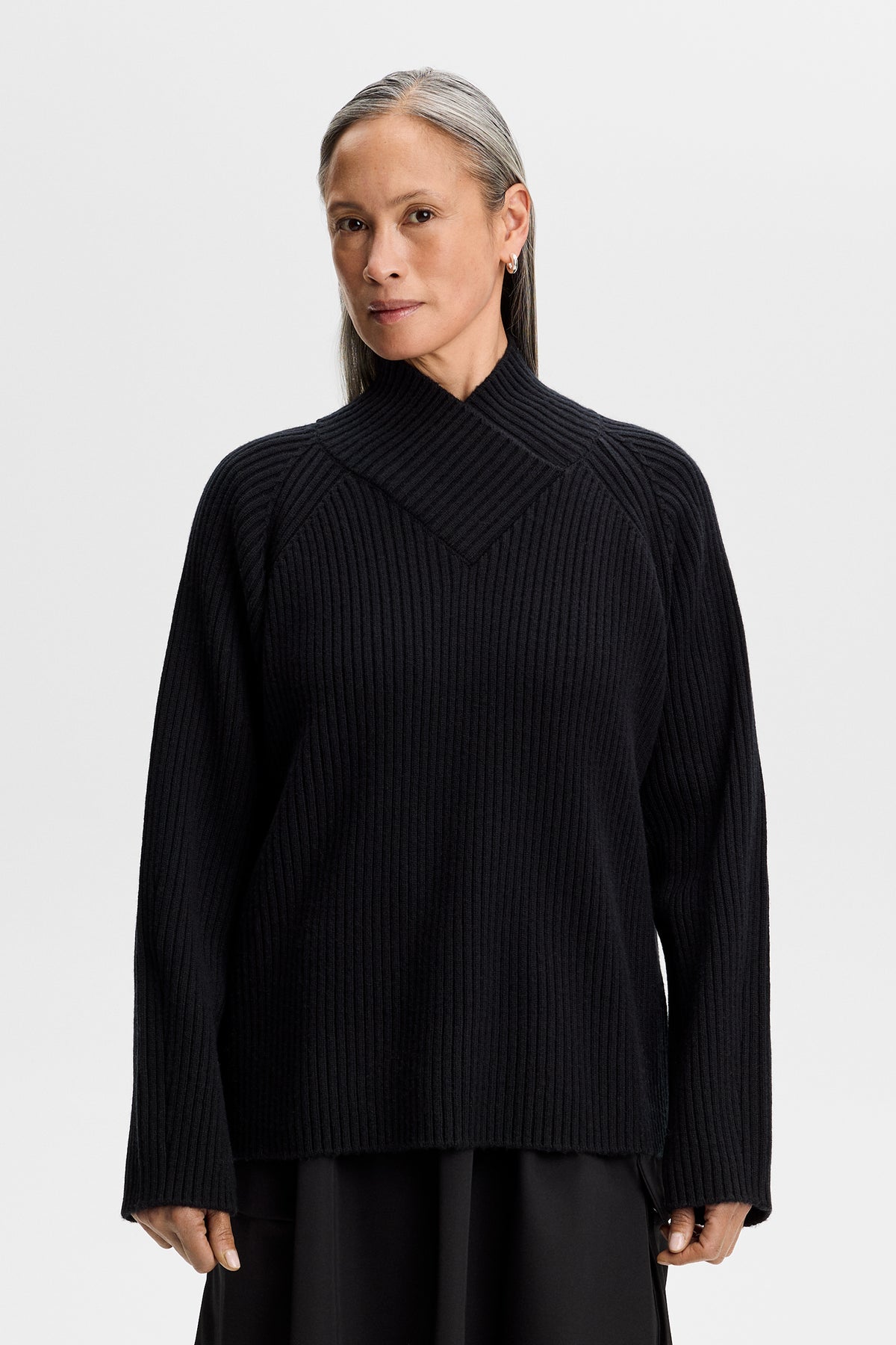 Belle Shawl Collar Knit Sweat in Black by J.Lindeberg