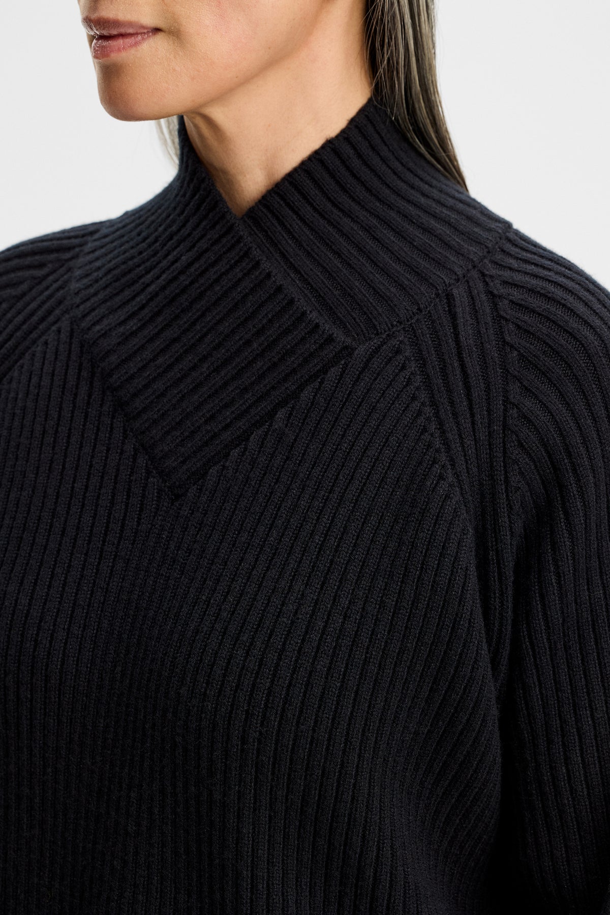 Belle Shawl Collar Knit Sweat in Black by J.Lindeberg