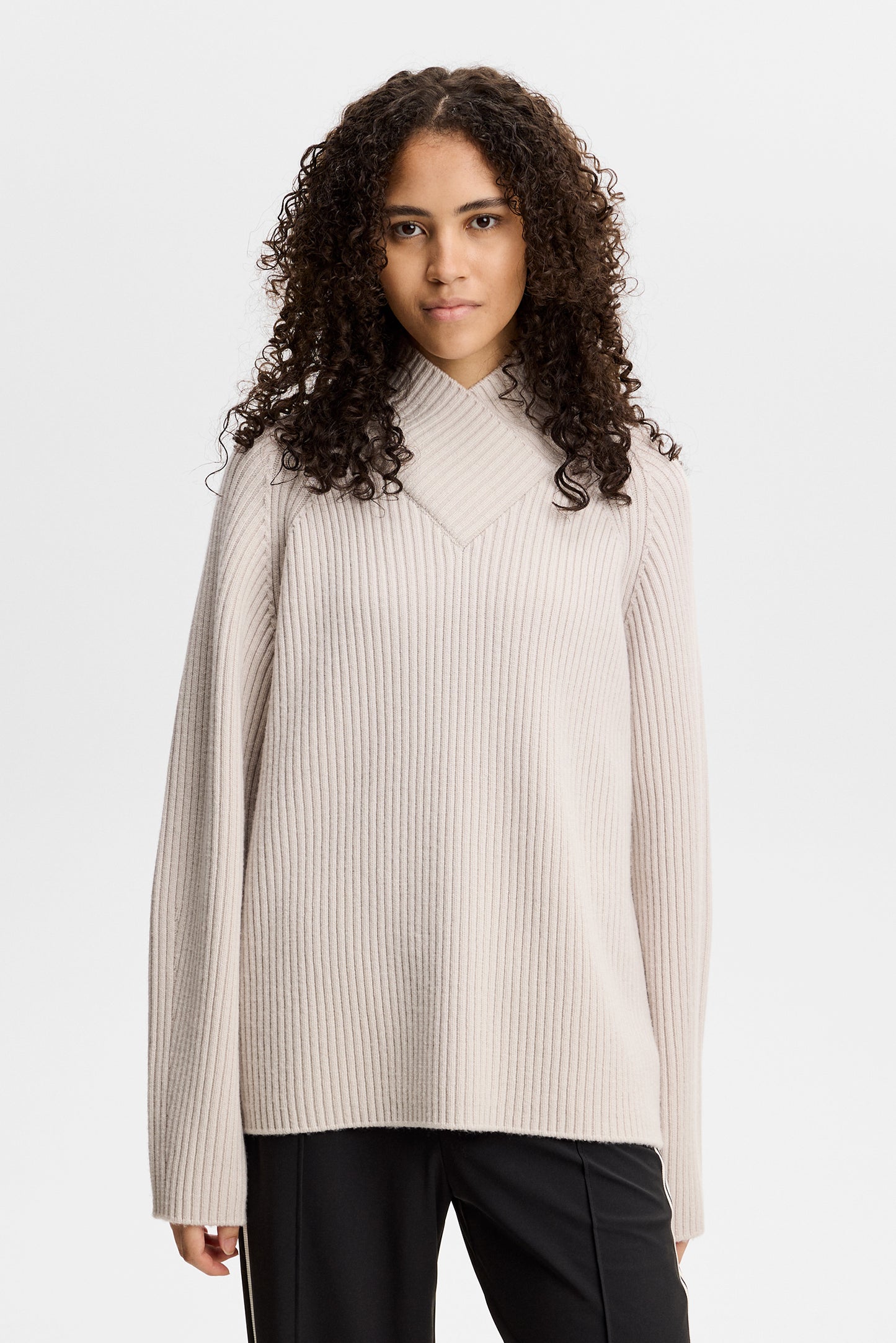 Belle Shawl Collar Knit Sweat in Moonbeam by J.Lindeberg