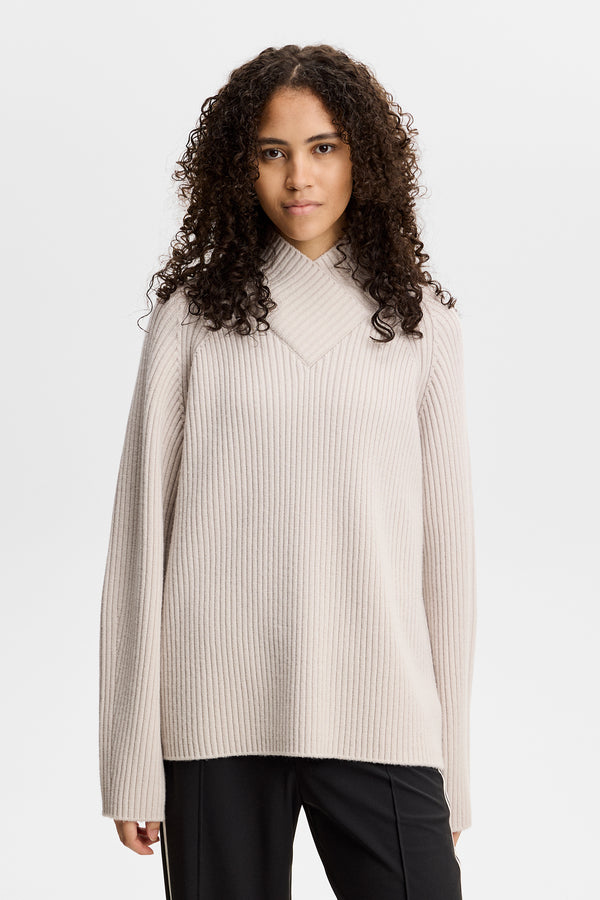 Belle Shawl Collar Knit Sweat / Moonbeam