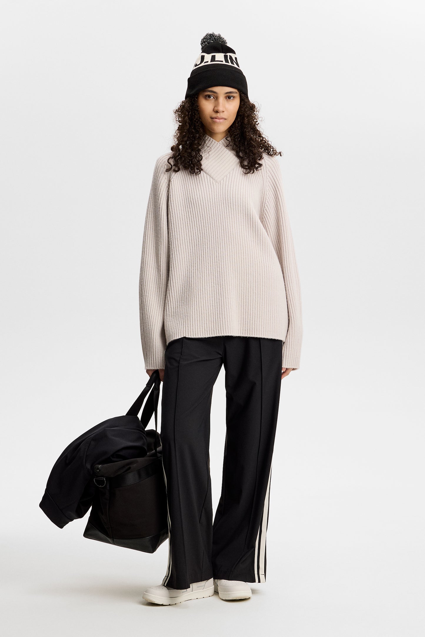 Belle Shawl Collar Knit Sweat in Moonbeam by J.Lindeberg