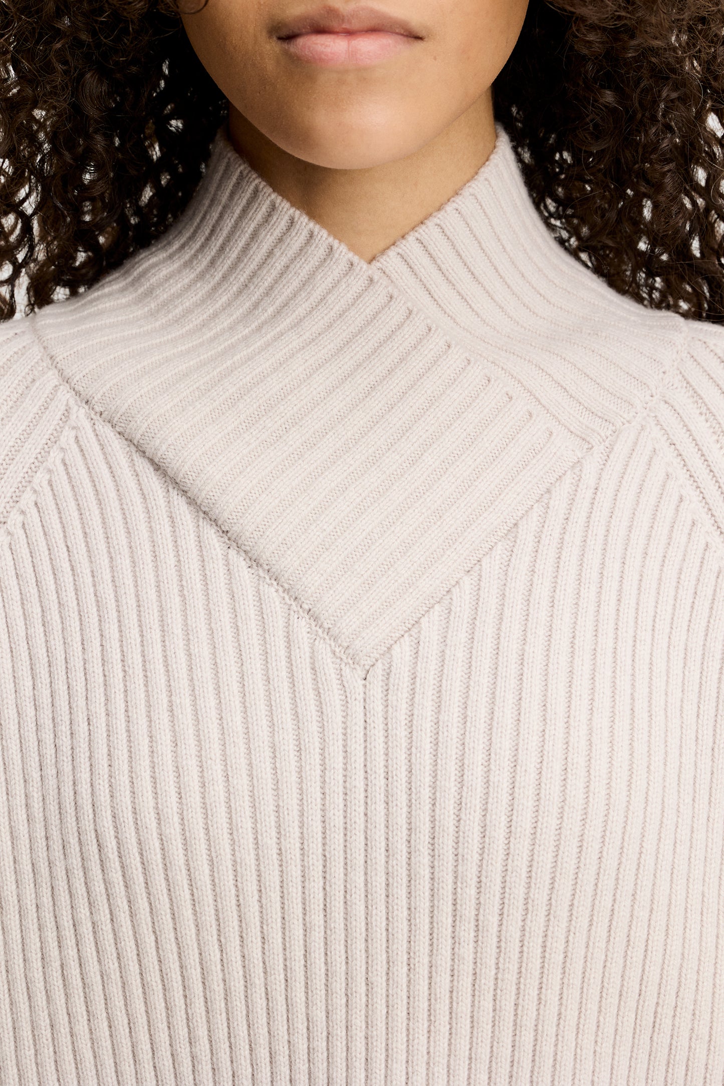 Belle Shawl Collar Knit Sweat in Moonbeam by J.Lindeberg