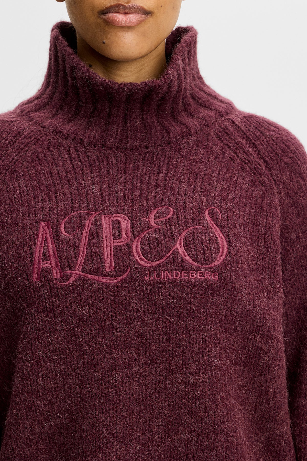 April Chunky Knit Turtleneck in Winetasting by J.Lindeberg