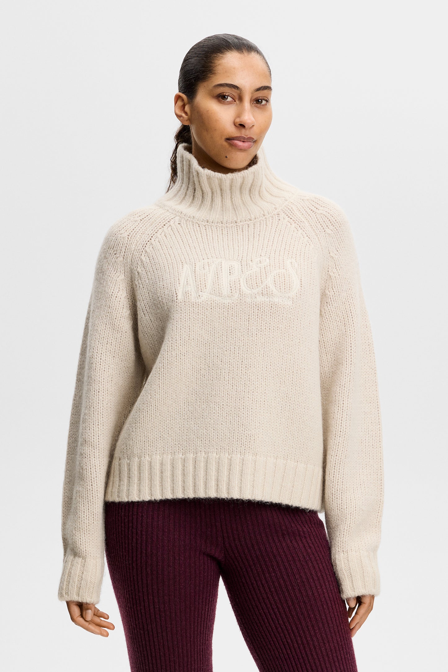 April Chunky Knit Turtleneck in Moonbeam by J.Lindeberg