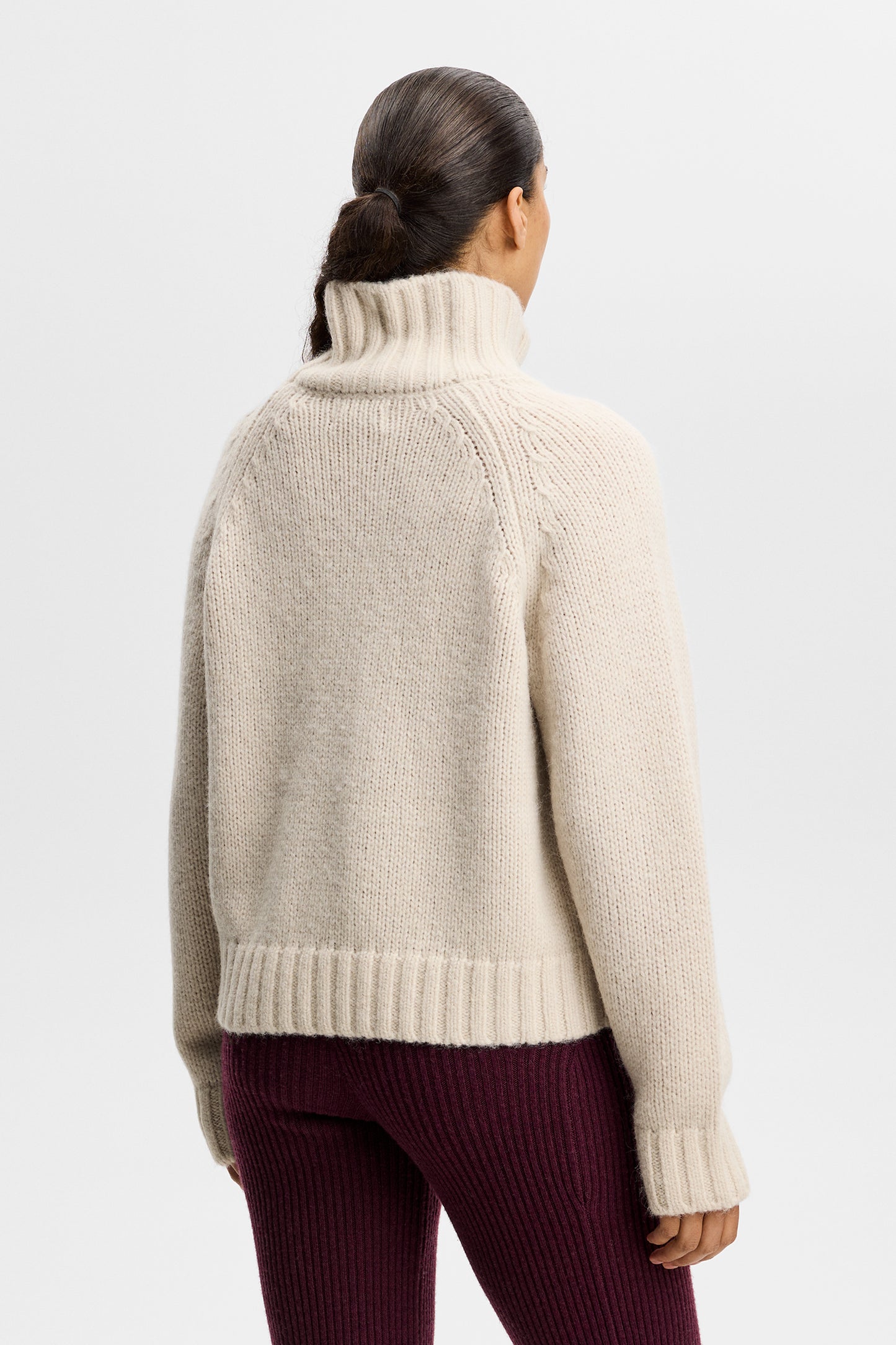 April Chunky Knit Turtleneck in Moonbeam by J.Lindeberg