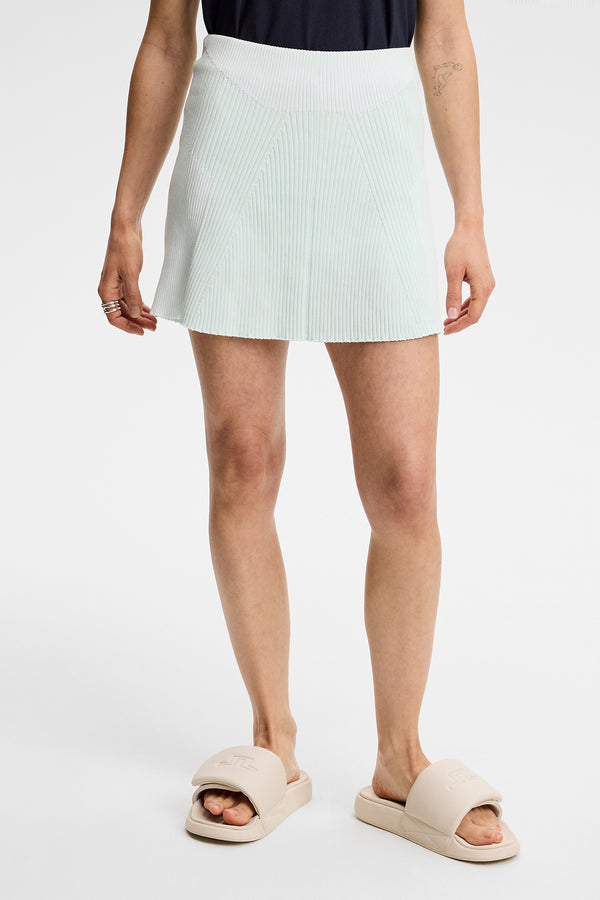 Tanya Contrast Rib Knit Skirt / Sky Light
