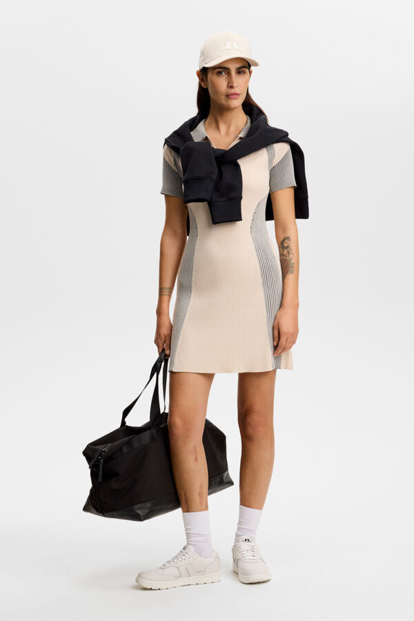 Tala Contrast Rib Knit Dress / Moonbeam