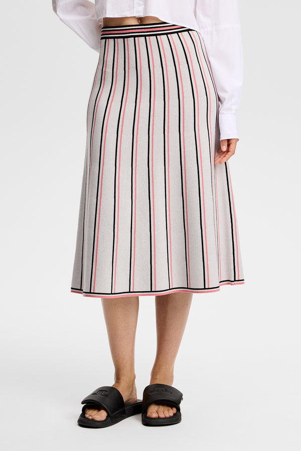 Nora Knit Midi Skirt / White