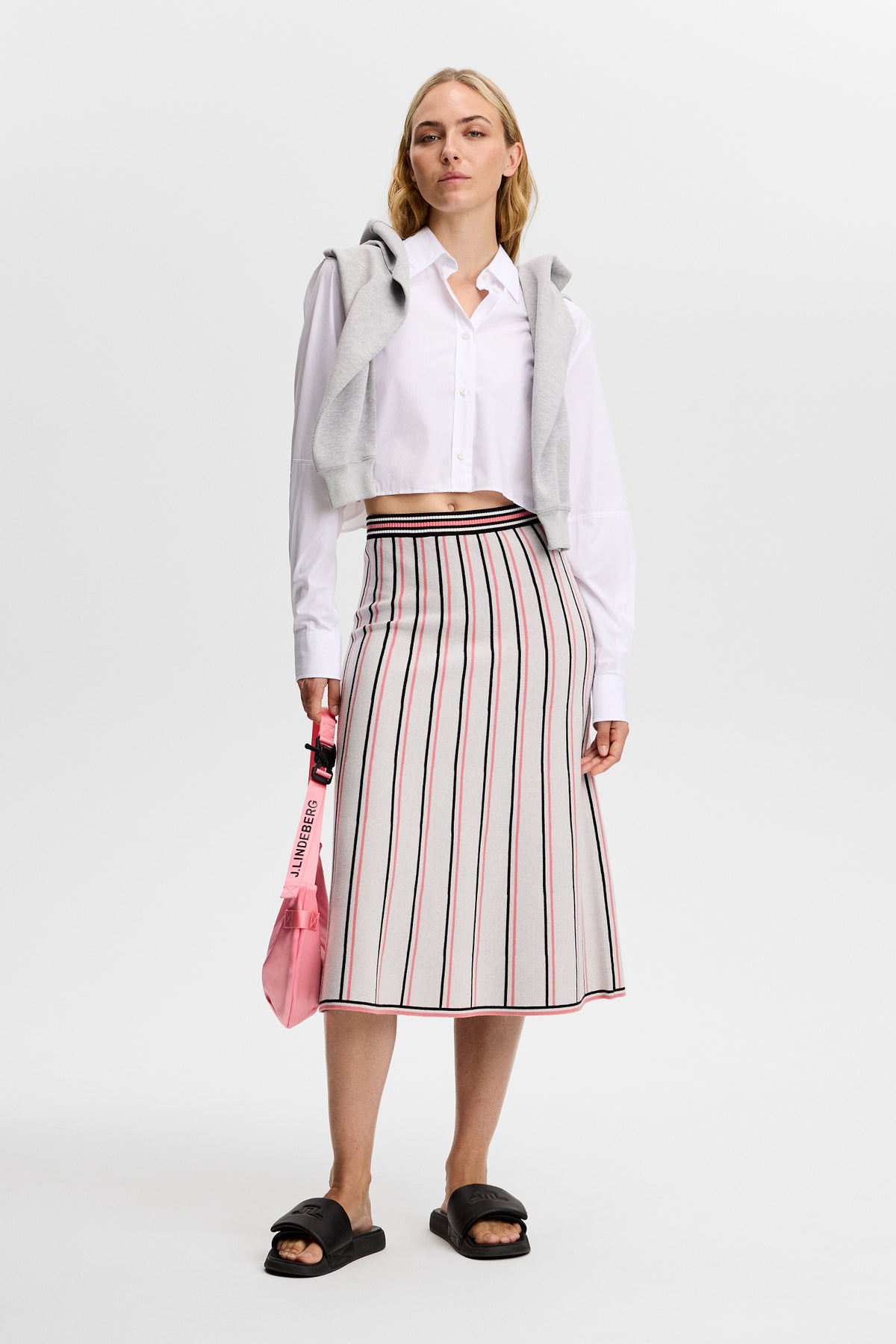 Nora Knit Midi Skirt in White by J.Lindeberg