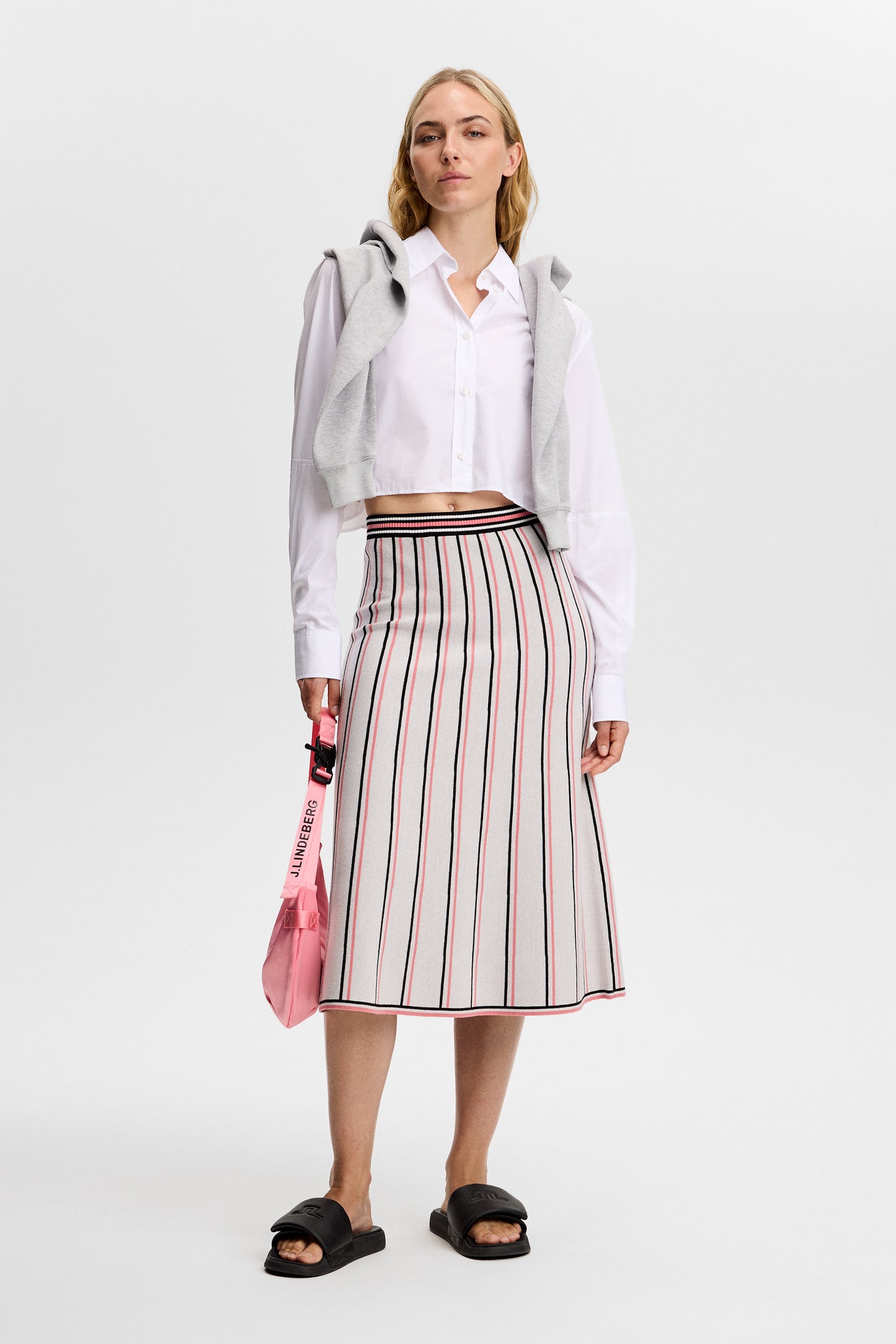Nora Knit Midi Skirt in White by J.Lindeberg