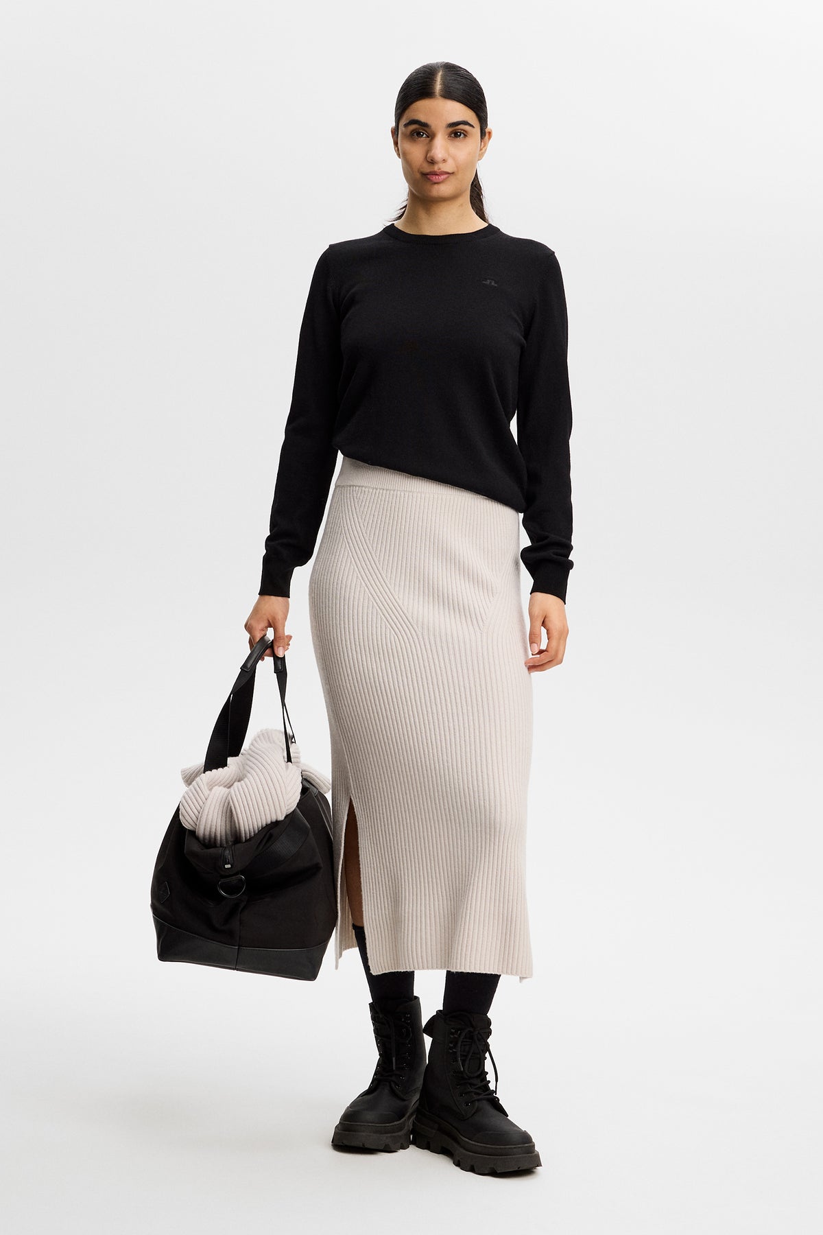 Catia Rib Knit Skirt in Moonbeam by J.Lindeberg
