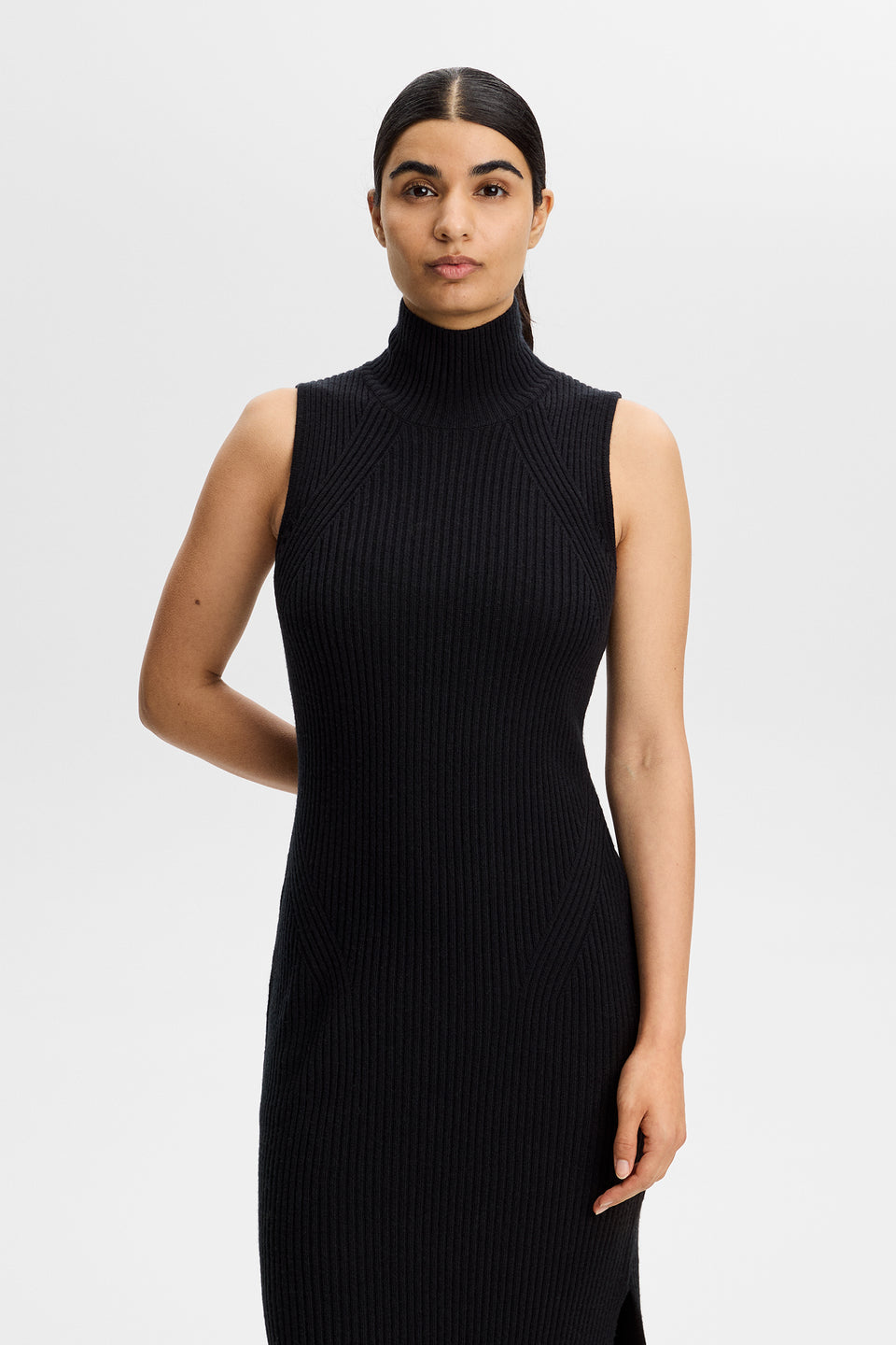 Camille Rib Knit Dress / Black