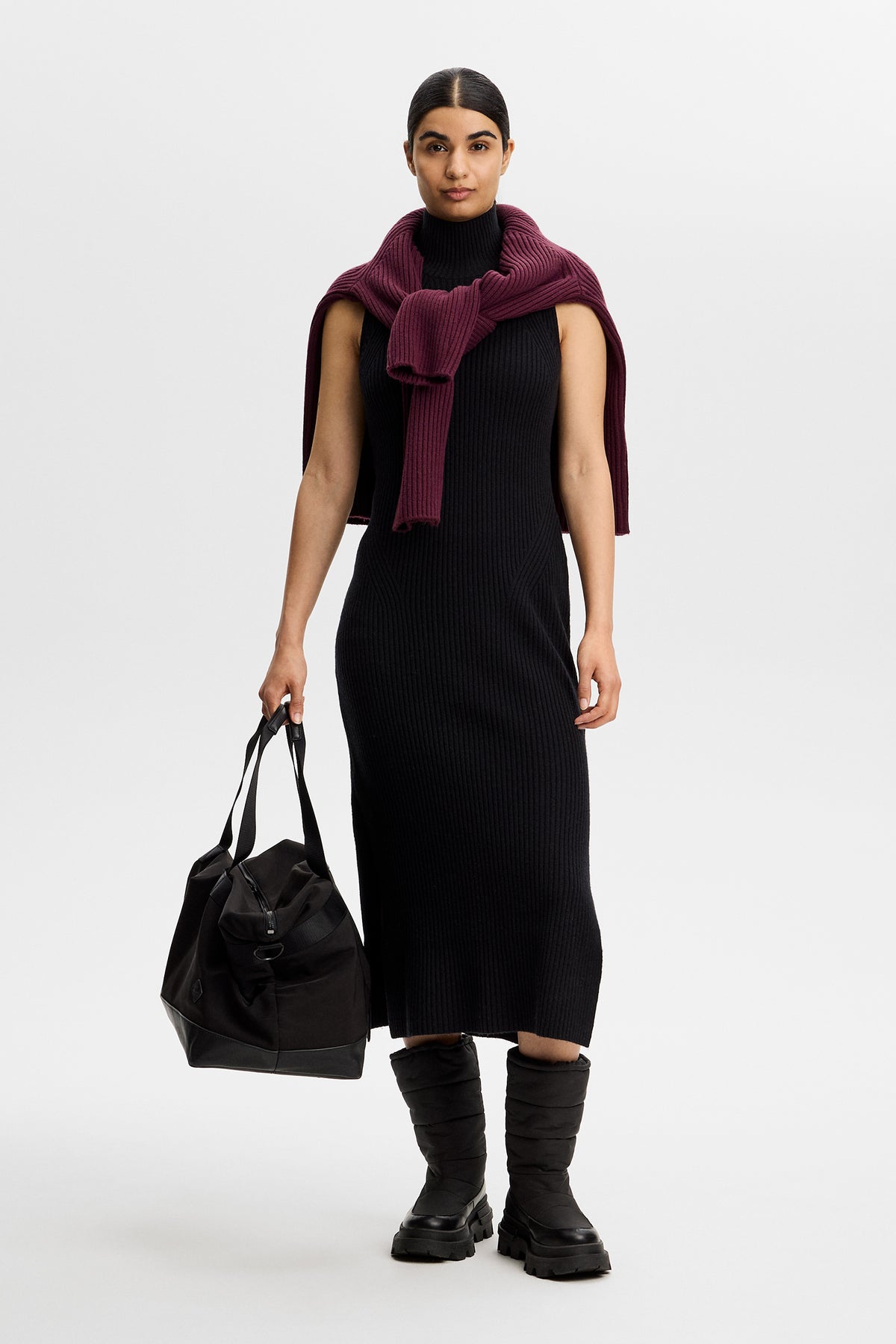 Camille Rib Knit Dress in Black by J.Lindeberg