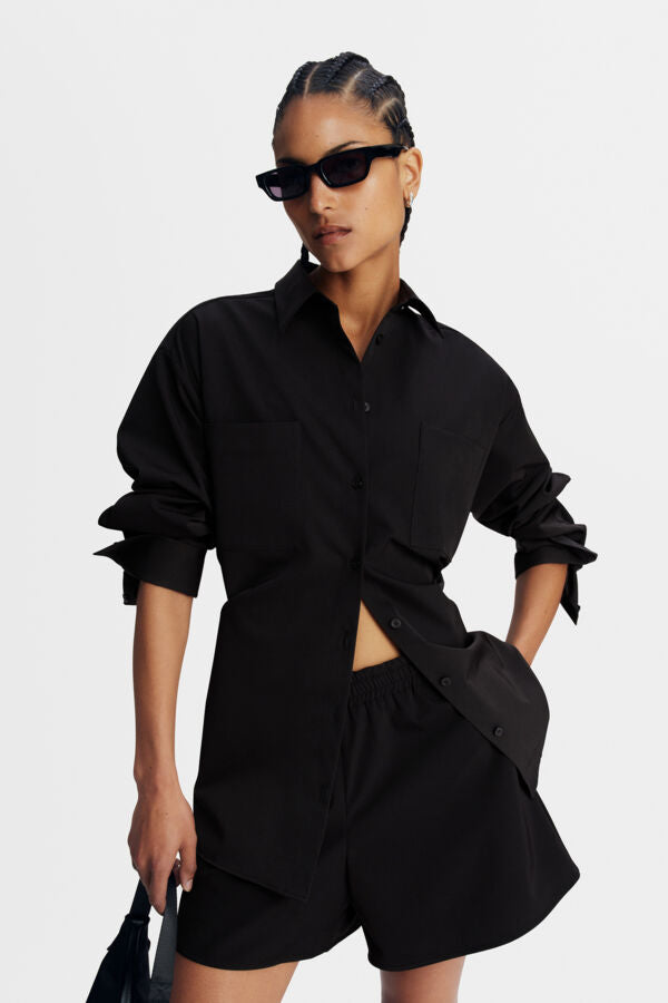 Willow Tech Drape Shirt / Black
