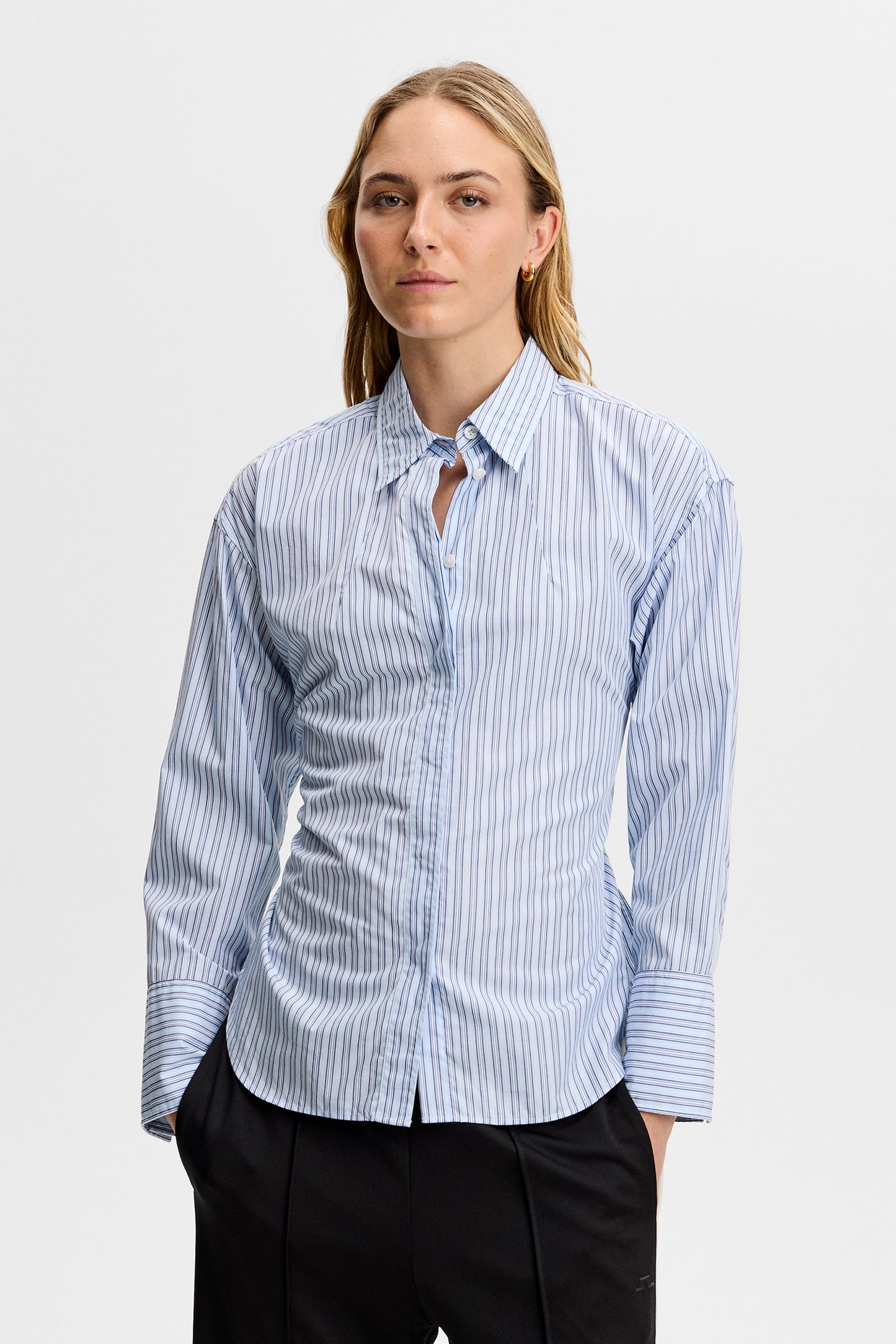 Kristina Cotton Stripe Shirt in Forget-Me-Not by J.Lindeberg