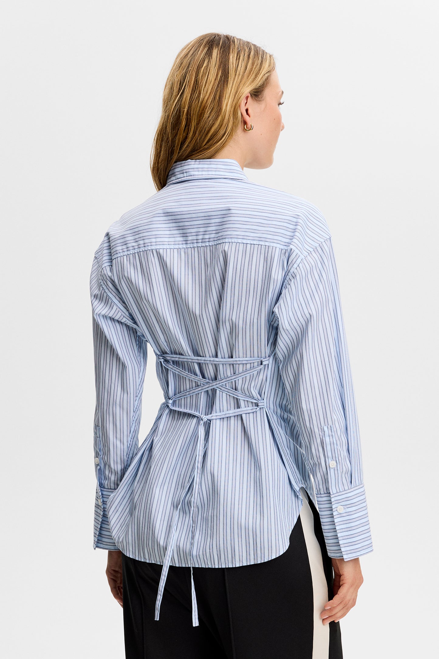 Kristina Cotton Stripe Shirt in Forget-Me-Not by J.Lindeberg