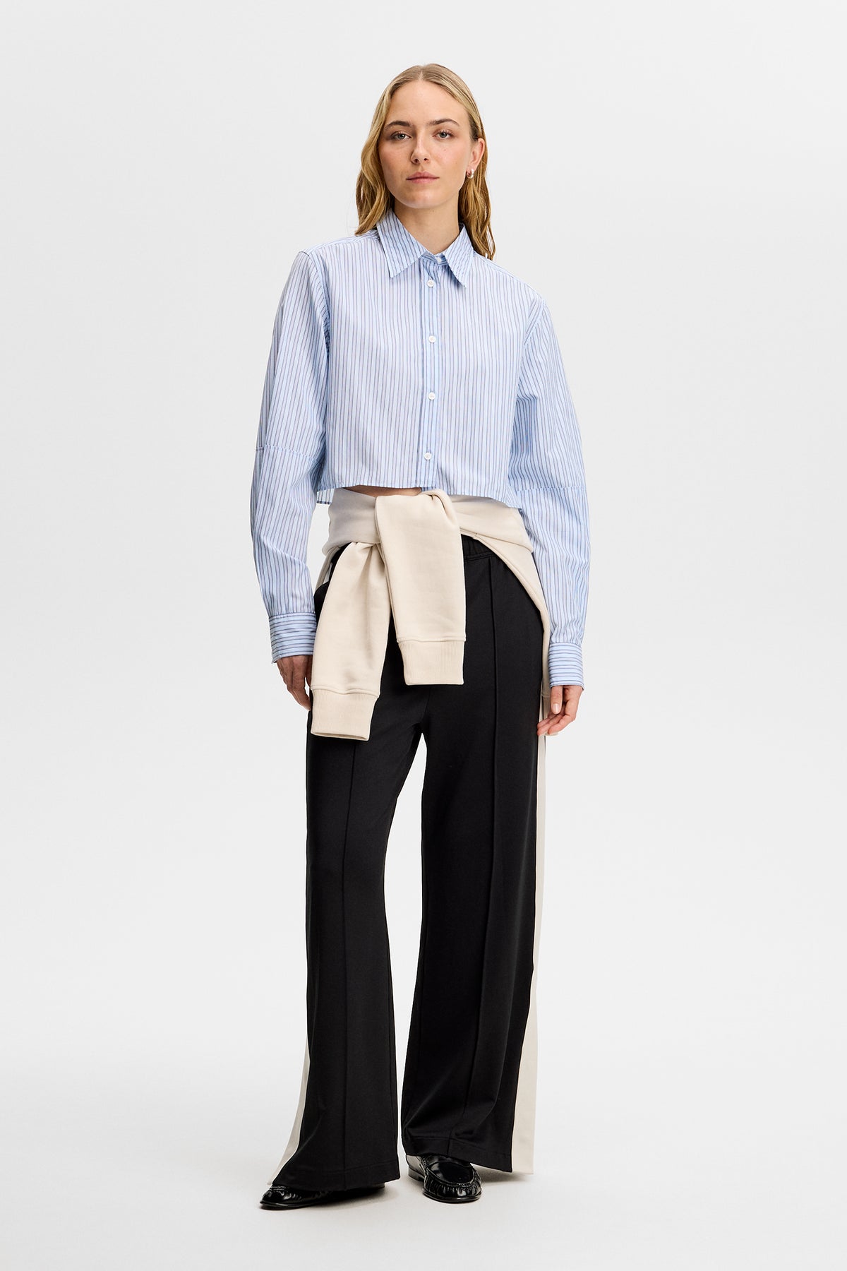 Jelina Cotton Stripe Shirt in Forget-Me-Not by J.Lindeberg