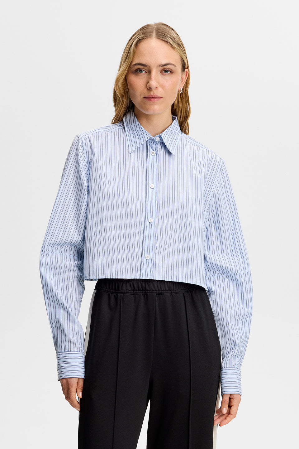 Jelina Cotton Stripe Shirt / Forget-Me-Not