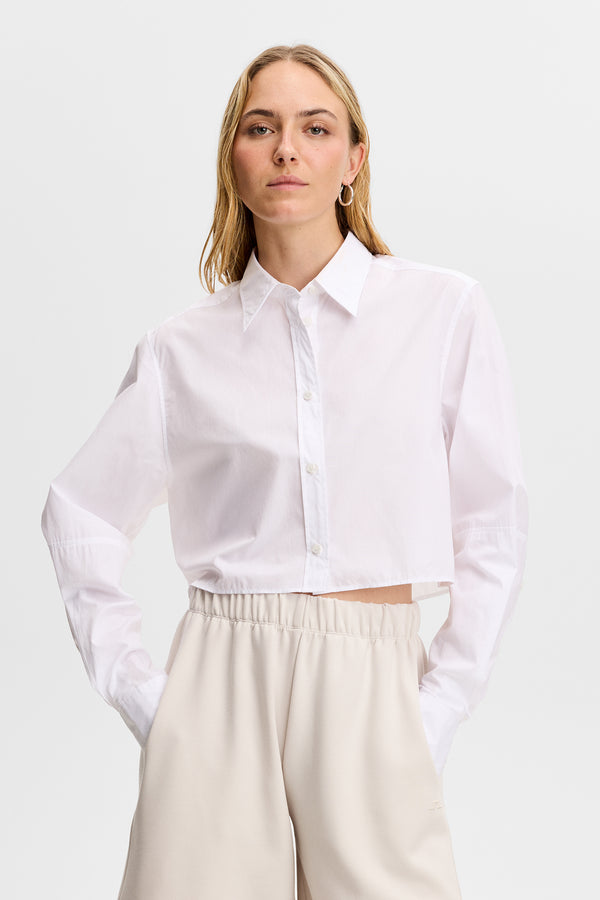 Jelina Cotton Solid Shirt / White