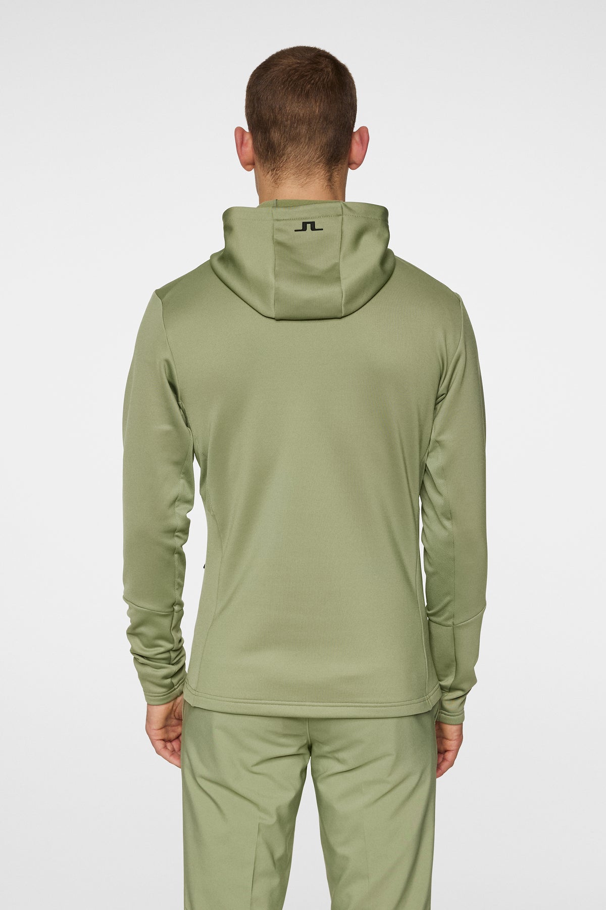 Aerial Quarter Zip Hood in Oil Green by J.Lindeberg