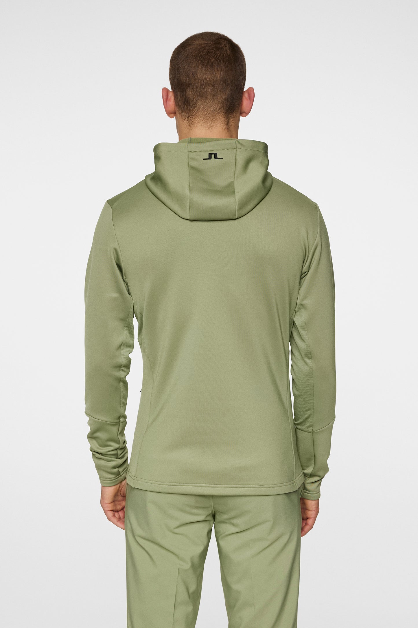 Aerial Quarter Zip Hood in Oil Green by J.Lindeberg