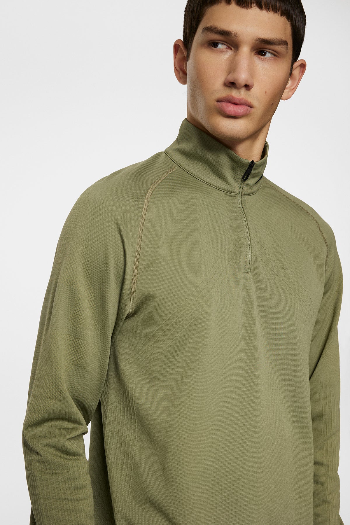 Fay Seamless Mid Layer in Oil Green by J.Lindeberg