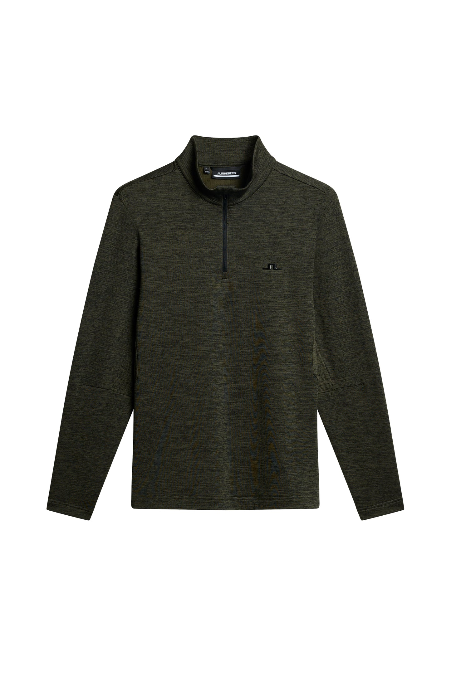 Destry Quarter Zip Mid Layer in Black and Forest Green Melange by J.Lindeberg