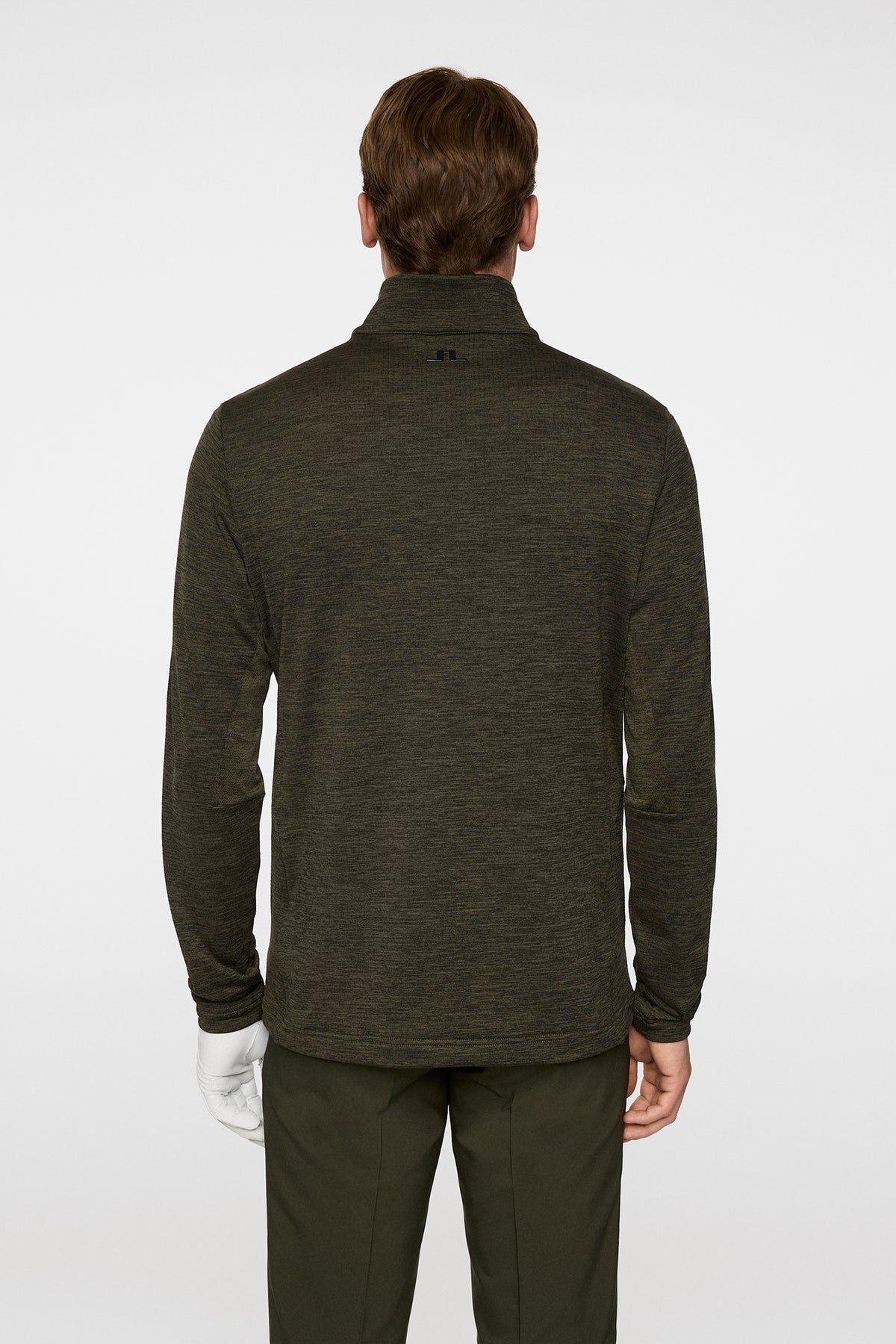 Destry Quarter Zip Mid Layer in Black and Forest Green Melange by J.Lindeberg